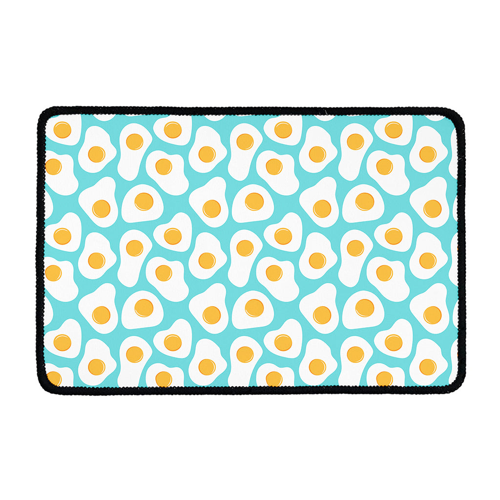 Blue Fried Eggs Pattern Print Kitchen Mat