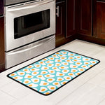 Blue Fried Eggs Pattern Print Kitchen Mat