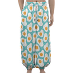 Blue Fried Eggs Pattern Print Lantern Pants