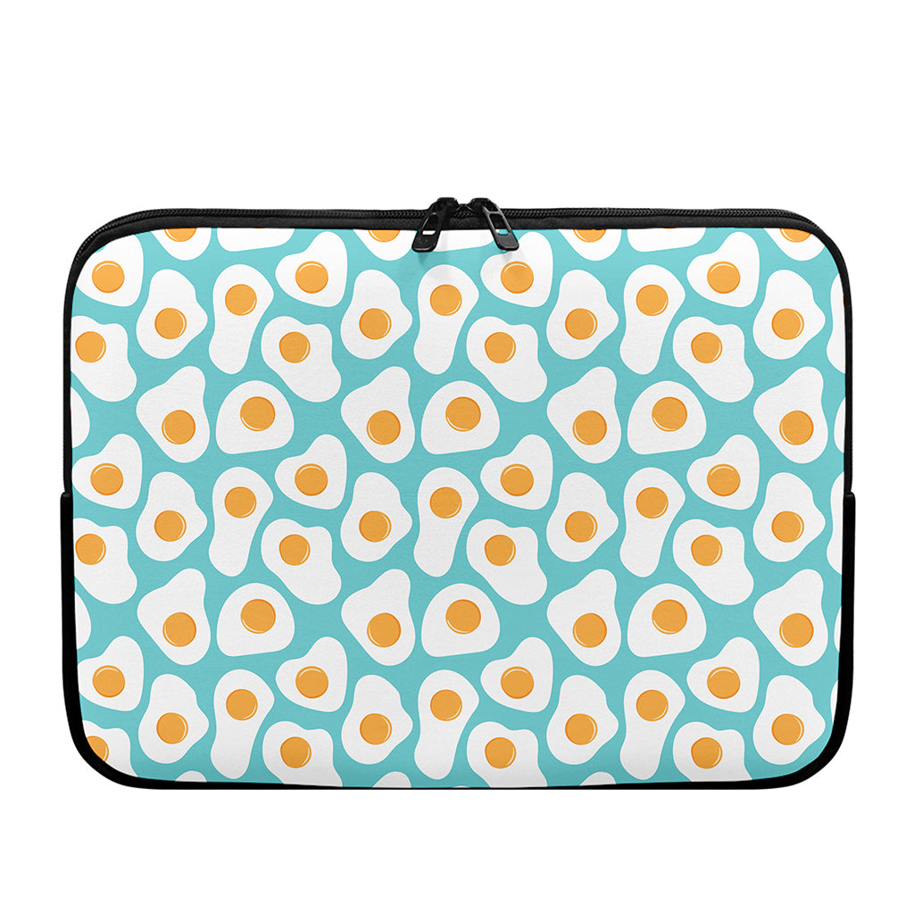 Blue Fried Eggs Pattern Print Laptop Sleeve