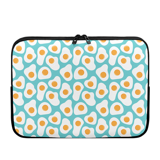 Blue Fried Eggs Pattern Print Laptop Sleeve