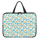 Blue Fried Eggs Pattern Print Laptop Sleeve With Handle