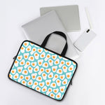 Blue Fried Eggs Pattern Print Laptop Sleeve With Handle