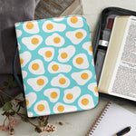 Blue Fried Eggs Pattern Print Leather Bible Cover