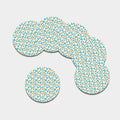 Blue Fried Eggs Pattern Print Leather Coaster Set