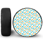 Blue Fried Eggs Pattern Print Leather Spare Tire Cover