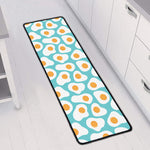 Blue Fried Eggs Pattern Print Long Kitchen Mat