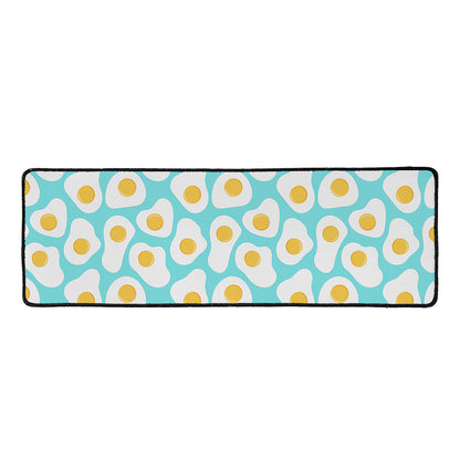 Blue Fried Eggs Pattern Print Long Kitchen Mat