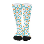 Blue Fried Eggs Pattern Print Long Socks