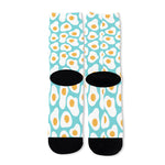 Blue Fried Eggs Pattern Print Long Socks