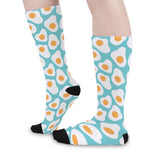 Blue Fried Eggs Pattern Print Long Socks
