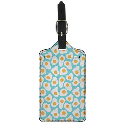 Blue Fried Eggs Pattern Print Luggage Tag