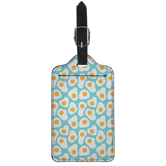 Blue Fried Eggs Pattern Print Luggage Tag