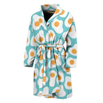 Blue Fried Eggs Pattern Print Men's Bathrobe