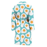 Blue Fried Eggs Pattern Print Men's Bathrobe