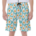 Blue Fried Eggs Pattern Print Men's Beach Shorts