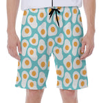 Blue Fried Eggs Pattern Print Men's Beach Shorts