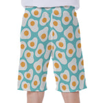 Blue Fried Eggs Pattern Print Men's Beach Shorts