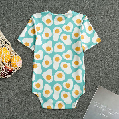 Blue Fried Eggs Pattern Print Men's Bodysuit