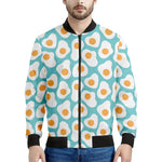 Blue Fried Eggs Pattern Print Men's Bomber Jacket
