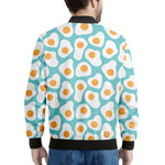 Blue Fried Eggs Pattern Print Men's Bomber Jacket