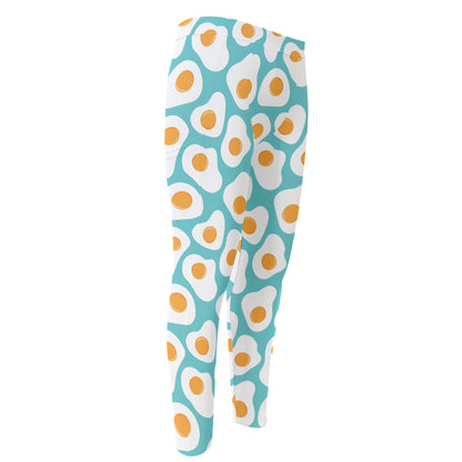 Blue Fried Eggs Pattern Print Men's Compression Pants