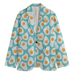 Blue Fried Eggs Pattern Print Men's Cotton Blazer