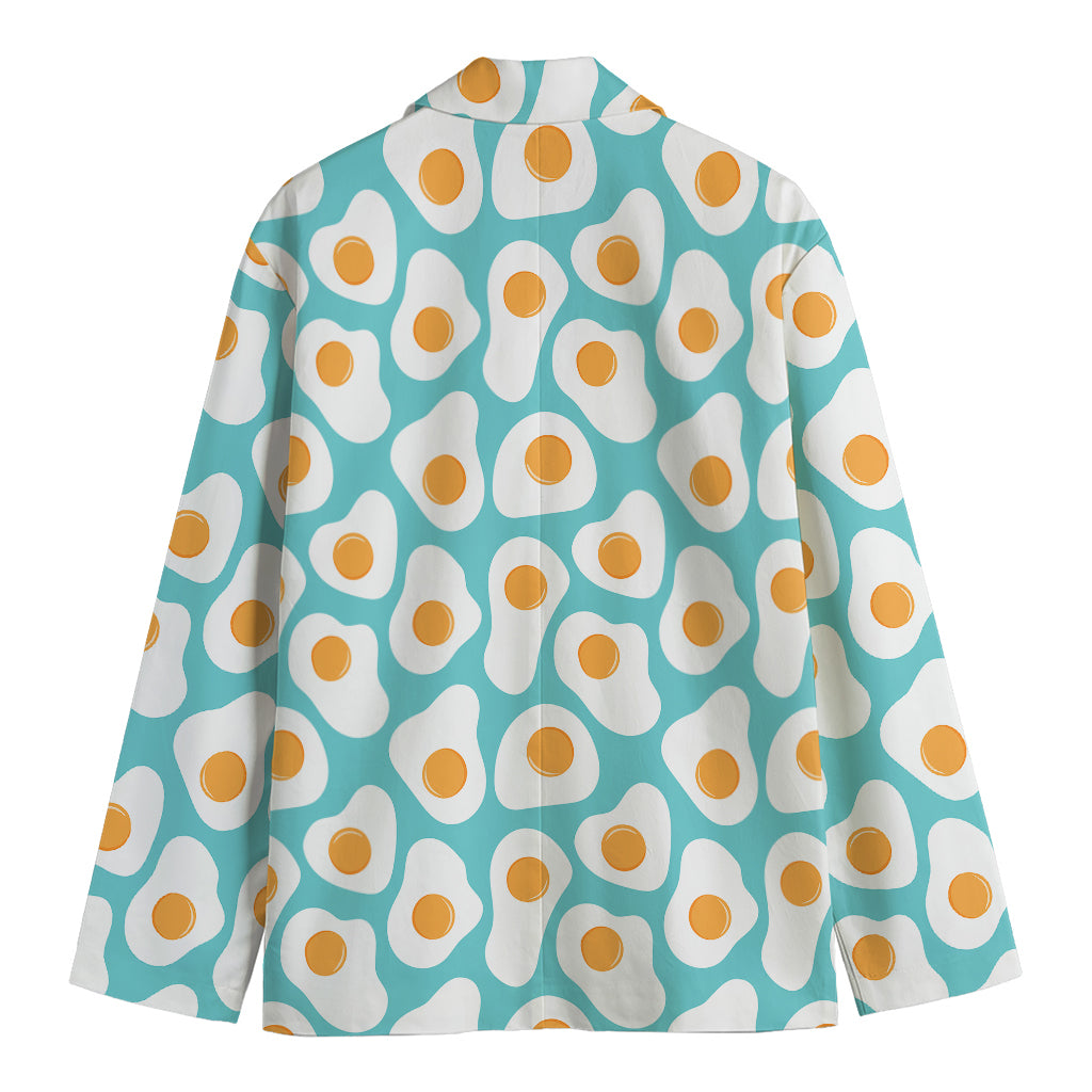 Blue Fried Eggs Pattern Print Men's Cotton Blazer