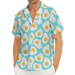 Blue Fried Eggs Pattern Print Men's Deep V-Neck Shirt