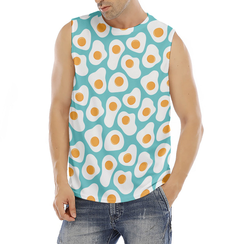 Blue Fried Eggs Pattern Print Men's Fitness Tank Top