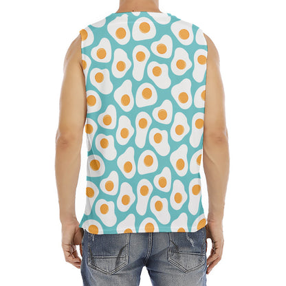 Blue Fried Eggs Pattern Print Men's Fitness Tank Top
