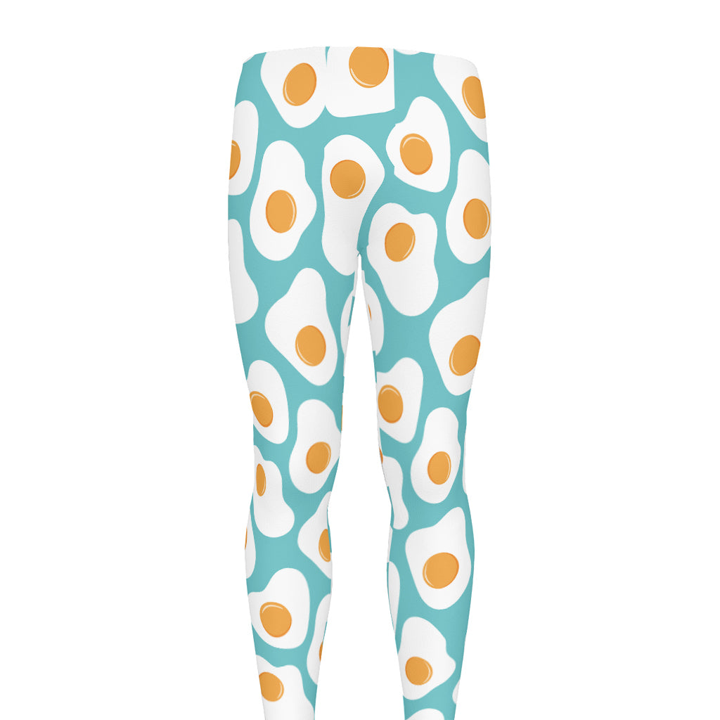Blue Fried Eggs Pattern Print Men's leggings