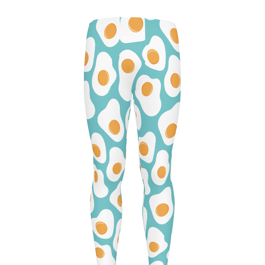 Blue Fried Eggs Pattern Print Men's leggings