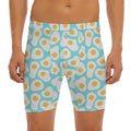 Blue Fried Eggs Pattern Print Men's Long Boxer Briefs
