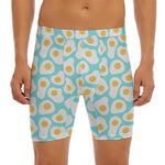 Blue Fried Eggs Pattern Print Men's Long Boxer Briefs