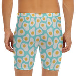 Blue Fried Eggs Pattern Print Men's Long Boxer Briefs