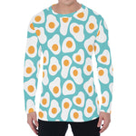 Blue Fried Eggs Pattern Print Men's Long Sleeve T-Shirt
