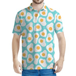 Blue Fried Eggs Pattern Print Men's Polo Shirt