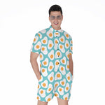 Blue Fried Eggs Pattern Print Men's Rompers