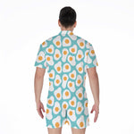 Blue Fried Eggs Pattern Print Men's Rompers