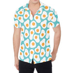 Blue Fried Eggs Pattern Print Men's Shirt