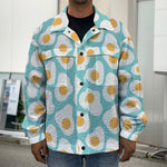 Blue Fried Eggs Pattern Print Men's Shirt Jacket