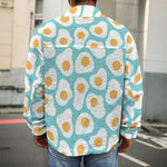 Blue Fried Eggs Pattern Print Men's Shirt Jacket