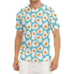 Blue Fried Eggs Pattern Print Men's Short Sleeve Rash Guard