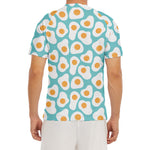 Blue Fried Eggs Pattern Print Men's Short Sleeve Rash Guard