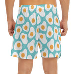 Blue Fried Eggs Pattern Print Men's Split Running Shorts
