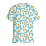 Blue Fried Eggs Pattern Print Men's Sports T-Shirt