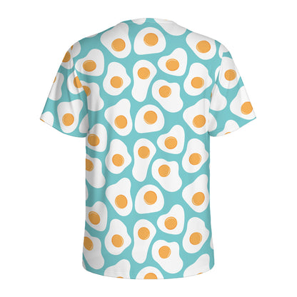 Blue Fried Eggs Pattern Print Men's Sports T-Shirt