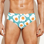 Blue Fried Eggs Pattern Print Men's Swim Briefs