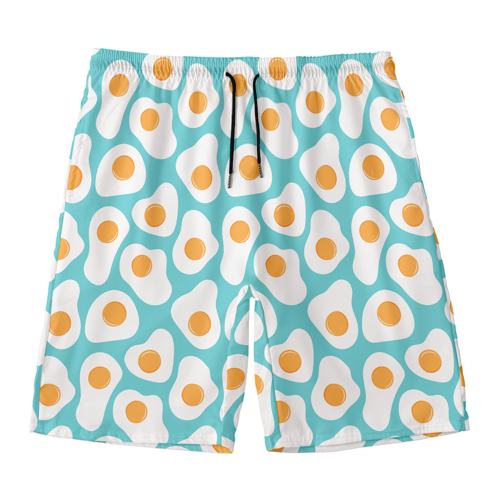 Blue Fried Eggs Pattern Print Men's Swim Trunks